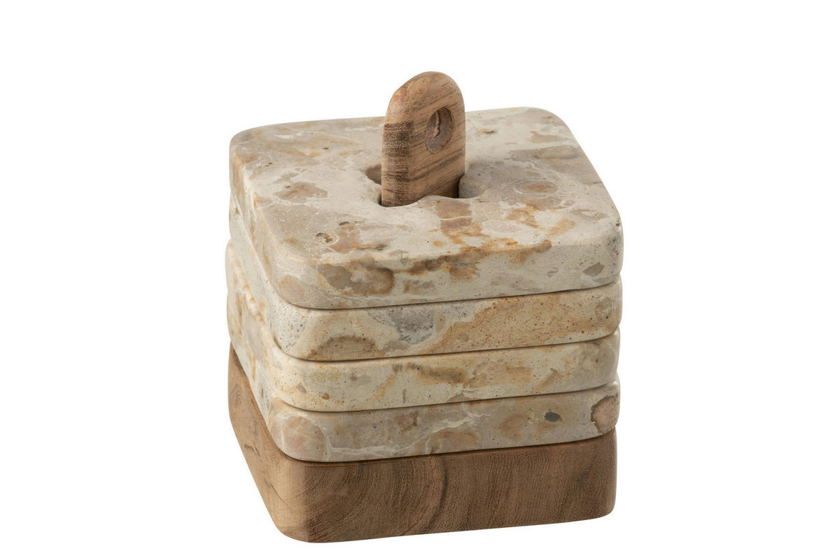 GLASUNTERSETZERSET   - Beige, Basics, Stein (10/10/10cm) - Ambia Home