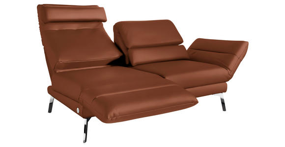 2-SITZER-SOFA Echtleder Braun  - Chromfarben/Braun, Design, Leder/Metall (198-246/83/96-187cm) - Dieter Knoll