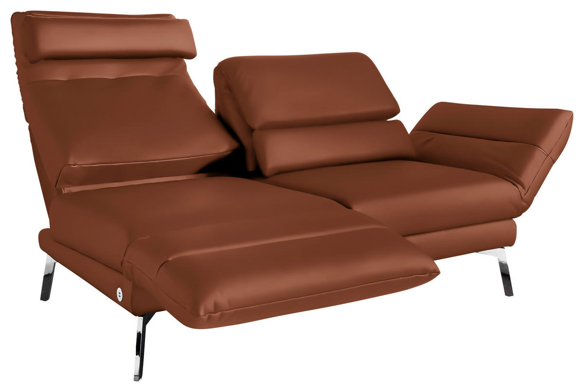 2-SITZER-SOFA in Echtleder Braun  - Chromfarben/Braun, Design, Leder/Metall (178-226/82/96-177cm) - Dieter Knoll