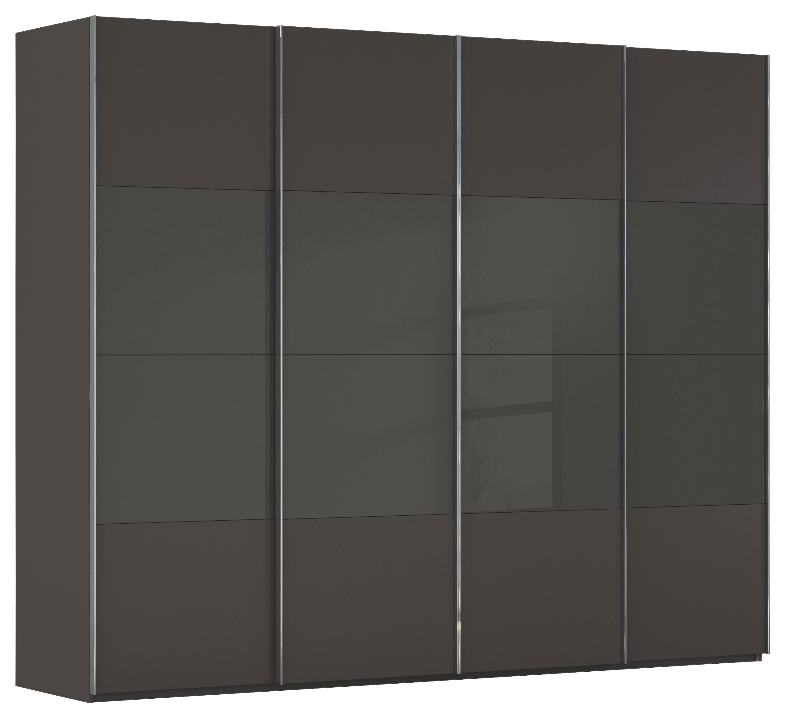SCHWEBETÜRENSCHRANK 271/223/68 cm 4-türig Graphitfarben, Schwarz  - Chromfarben/Graphitfarben, KONVENTIONELL, Glas/Holzwerkstoff (271/223/68cm) - Novel