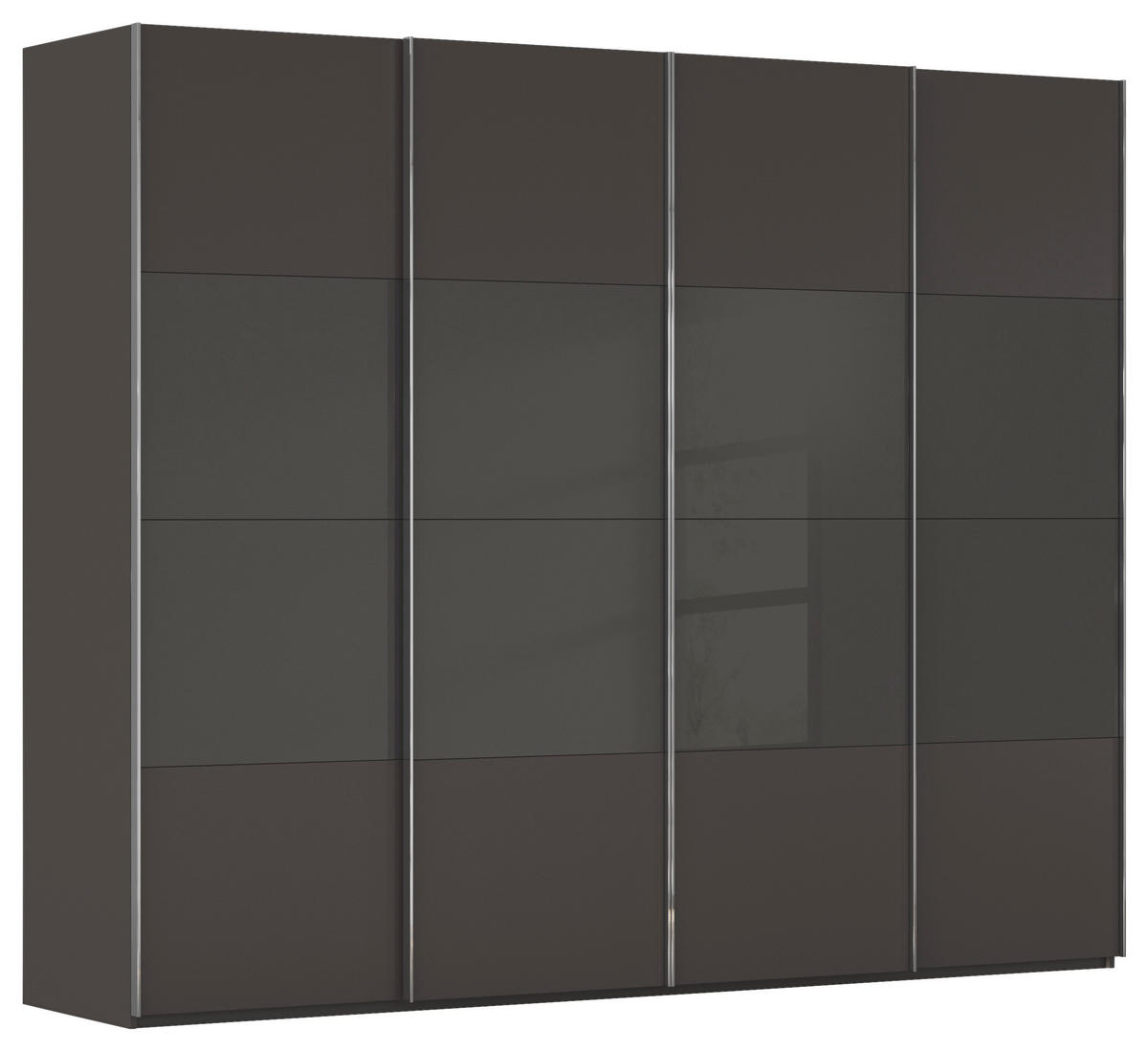 SCHWEBETÜRENSCHRANK 271/223/68 cm 4-türig Graphitfarben, Schwarz  - Chromfarben/Graphitfarben, KONVENTIONELL, Glas/Holzwerkstoff (271/223/68cm) - Novel