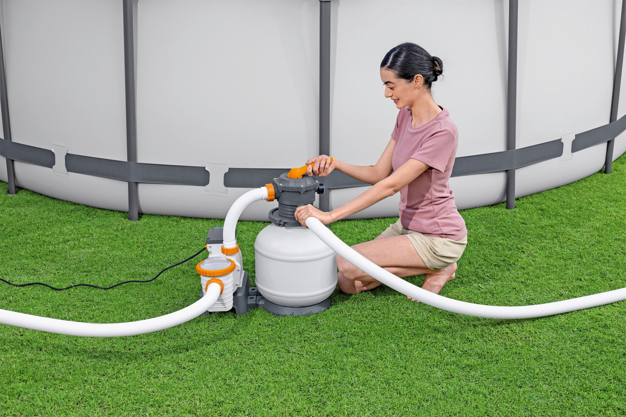 FILTERPUMPE FLOWCLEAR 58499GS  - Orange/Weiß, KONVENTIONELL, Kunststoff/Metall (63,3/44/69cm) - Bestway