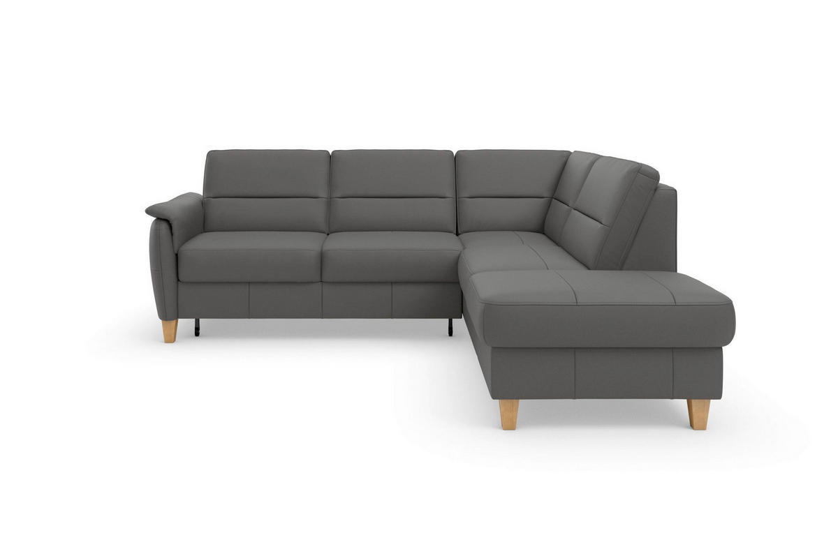 ROHOVÁ SEDAČKA, textil, kůže, mokka - barvy dubu/mokka, Basics, dřevo/textil (236/212cm) - Sit & More