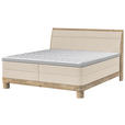 BOXSPRINGBETT 140/200 cm,  in Beige, gepolstertes Kopfteil, Topper, Matratzen, H3 + H3 = fest  - Eichefarben/Beige, Natur, Holz/Textil (140/200cm) - Valnatura