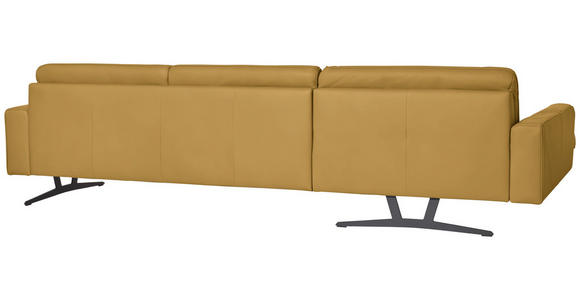 ECKSOFA in Echtleder Senfgelb  - Anthrazit/Senfgelb, KONVENTIONELL, Leder/Metall (182/324cm) - Ambiente