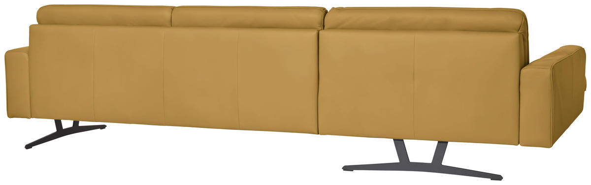 ECKSOFA in Echtleder Senfgelb  - Anthrazit/Senfgelb, Konventionell, Leder/Metall (179/324cm) - Johann Jakob