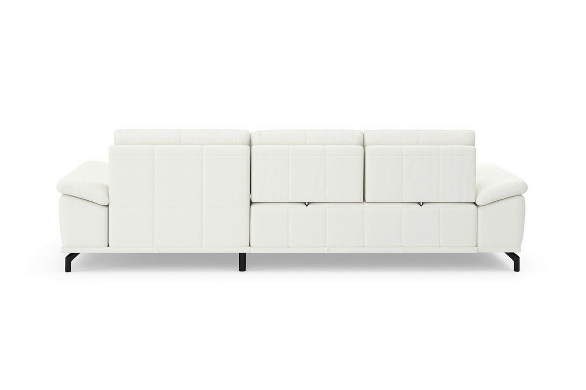 ROHOVÁ SEDAČKA, koža, biela - čierna/biela, Basics, kov/koža (301/176cm) - Sit & More