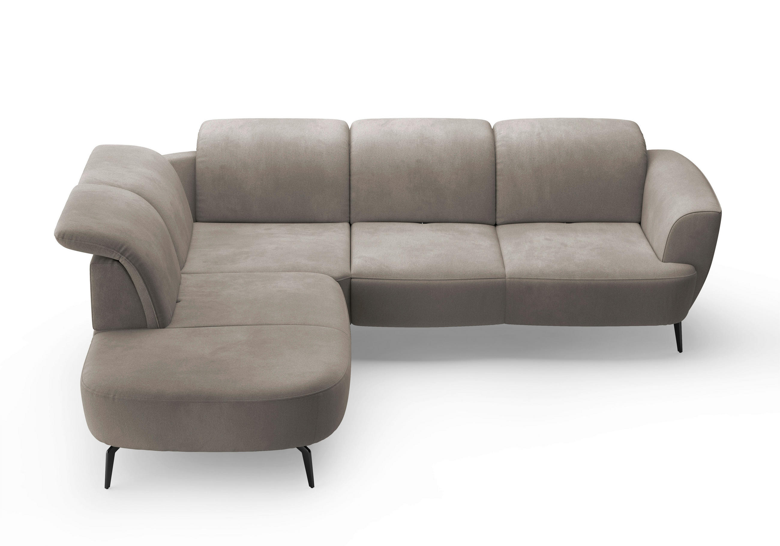 ECKSOFA ZOE E Schlammfarben Flachgewebe  - Schlammfarben/Schwarz, KONVENTIONELL, Textil/Metall (267/300cm) - Sit & More