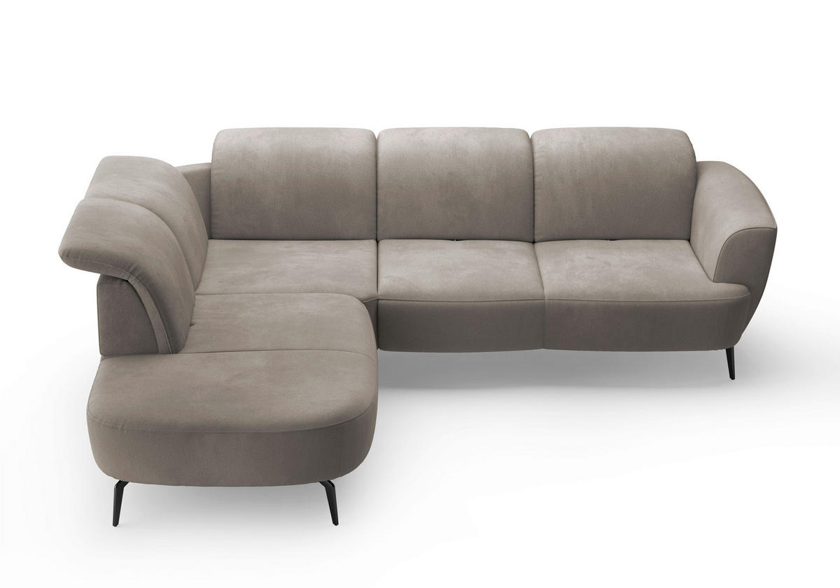 ECKSOFA ZOE E Schlammfarben Flachgewebe  - Schlammfarben/Schwarz, KONVENTIONELL, Textil/Metall (267/300cm) - Sit & More