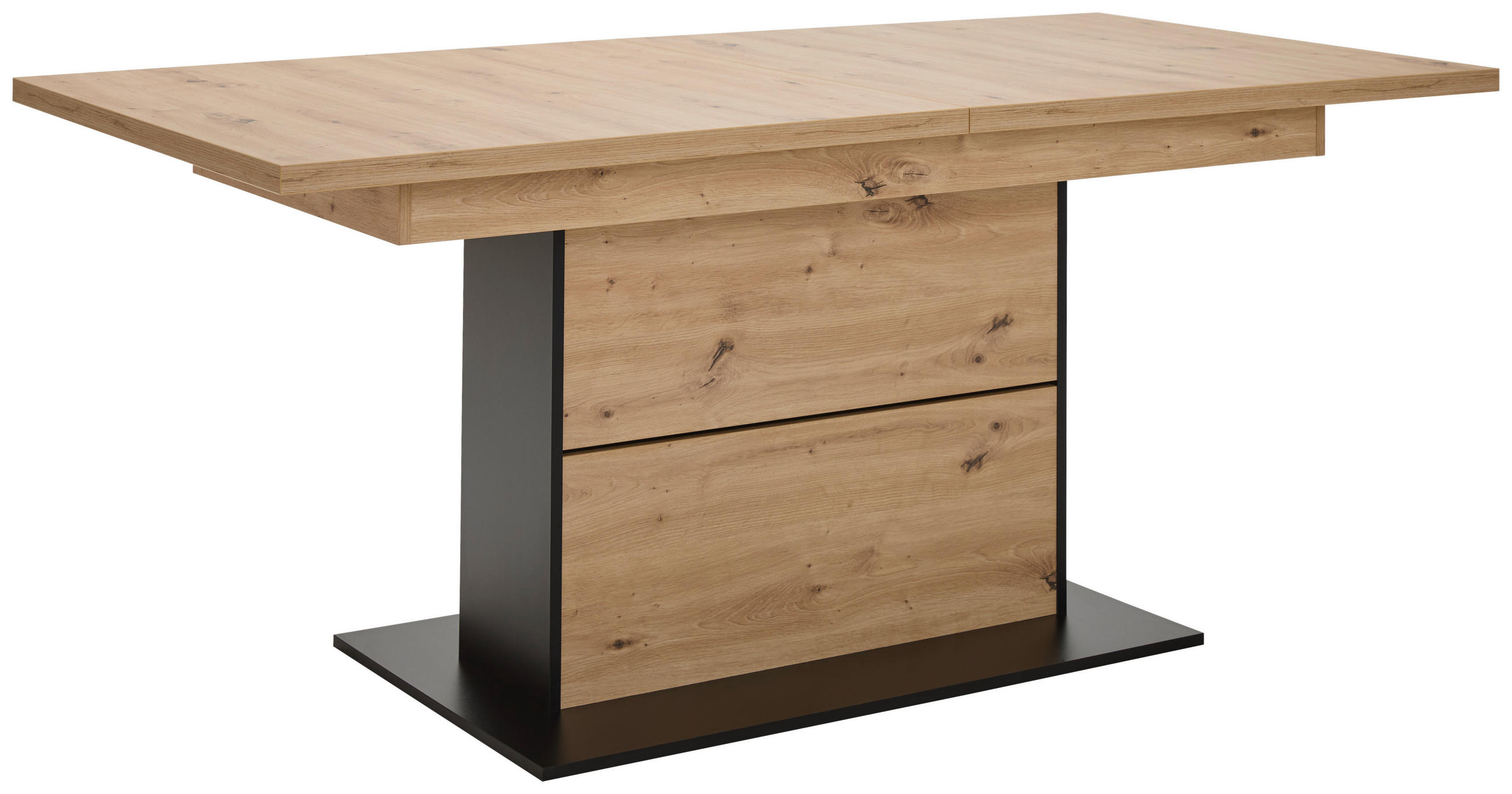 ESSTISCH Schwarz, Eiche Artisan rechteckig  ausziehbar  - Schwarz/Eiche Artisan, Design, Holzwerkstoff (180-230/90/77cm) - Hom`in