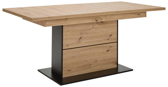 ESSTISCH Schwarz, Eiche Artisan rechteckig ausziehbar - Schwarz/Eiche Artisan, Design, Holzwerkstoff (180-230/90/77cm) - Hom`in