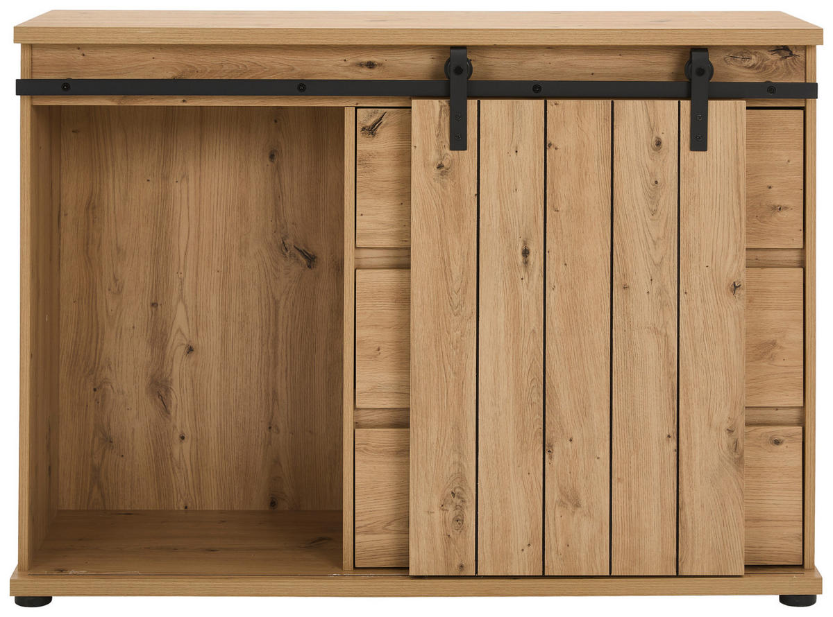 KOMMODE  in 120/86/4 cm  - Eichefarben/Schwarz, LIFESTYLE, Holzwerkstoff/Kunststoff (120/86/4cm) - Landscape