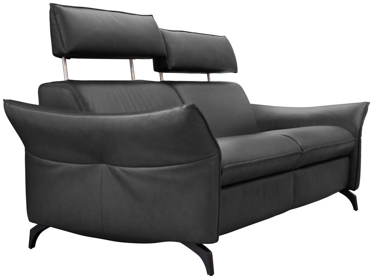 3-SITZER-SOFA in Echtleder Dunkelgrau  - Dunkelgrau/Anthrazit, Design, Leder/Metall (224/92/95cm) - Himolla