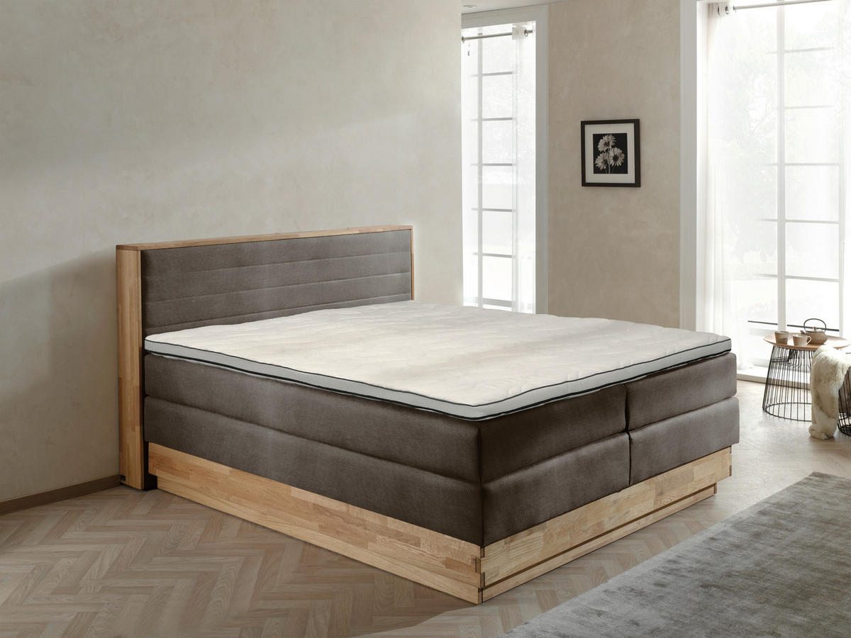 BOXSPRINGBETT 160/200 cm  in Braun, Eichefarben  - Eichefarben/Schwarz, MODERN, Holz/Kunststoff (160/200cm) - MID.YOU
