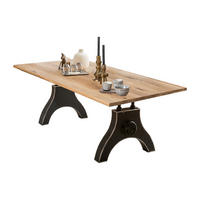 ESSTISCH 180/100/74 cm Echtholz  Holz, Metall rechteckig Naturfarben, Schwarz  - Schwarz/Naturfarben, MODERN, Holz/Metall (180/100/74cm) - MID.YOU