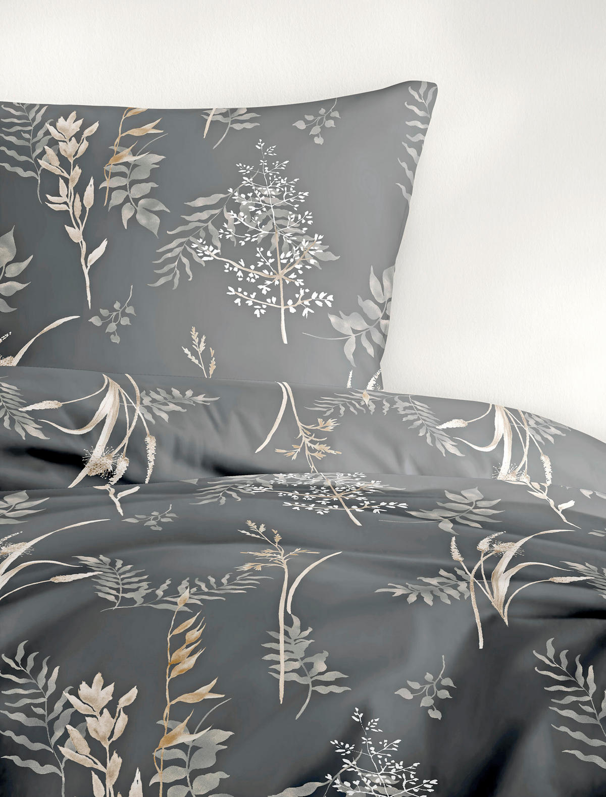 BETTWÄSCHE 2-teilig Makosatin 135/200 cm  - Anthrazit, Design, Textil (135/200cm) - Bierbaum