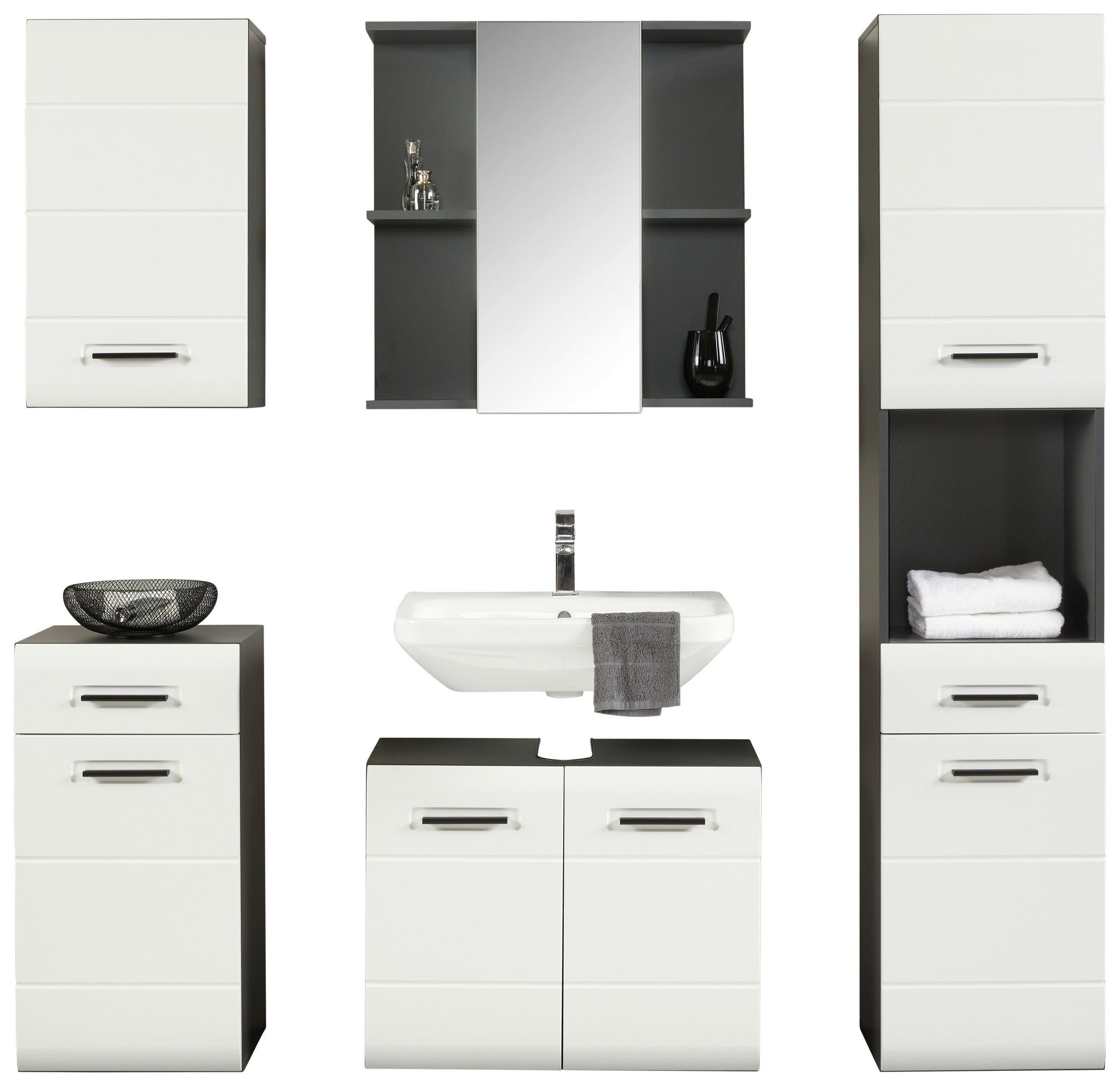 Badezimmer Pearl New Snol Anthrazit, Weiß B: 150 Cm