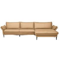 ECKSOFA in Echtleder Honig  - Schwarz/Honig, Design, Leder/Metall (334/172cm) - Valdera