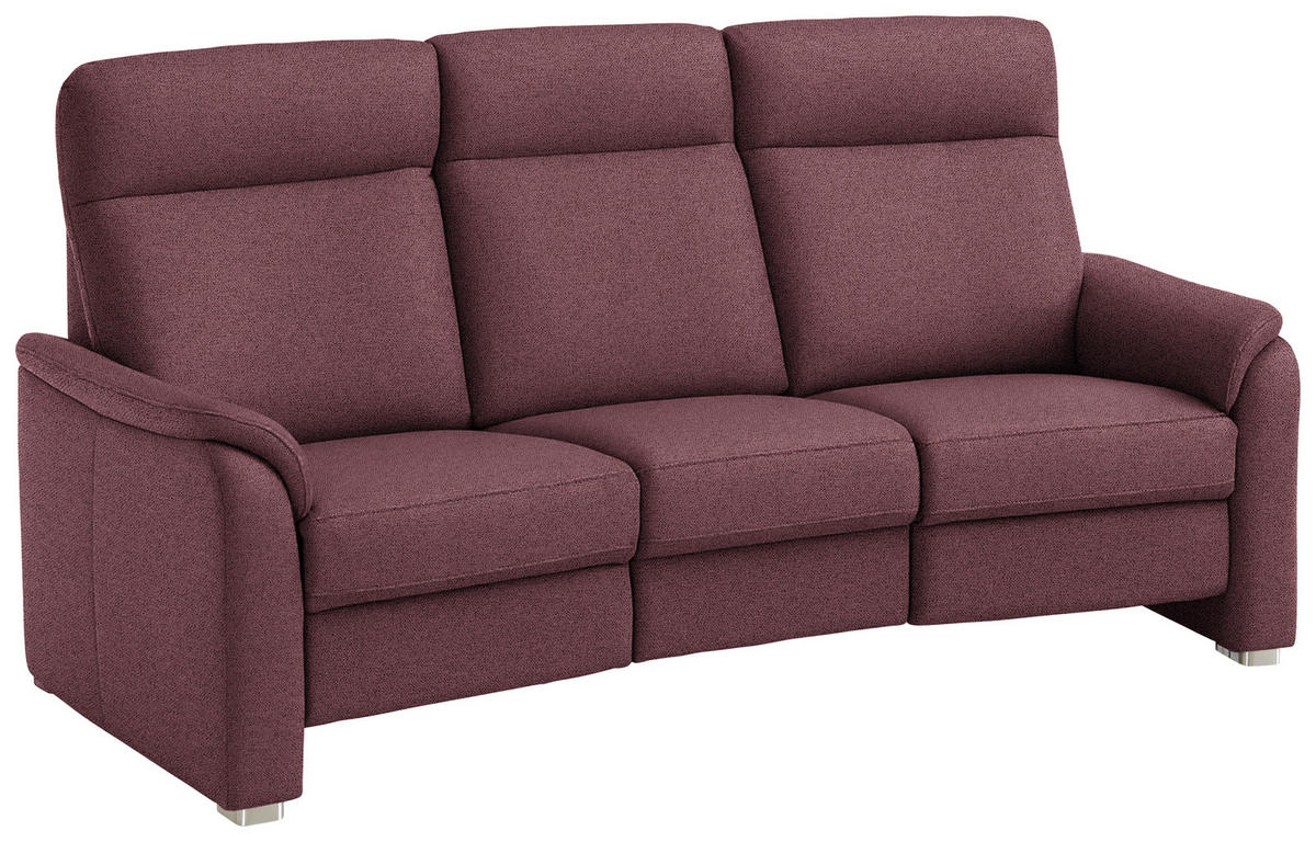 TRAPEZSOFA  in Flachgewebe Weinrot  - Weinrot/Alufarben, KONVENTIONELL, Textil/Metall (218/107/103cm) - Beldomo Comfort