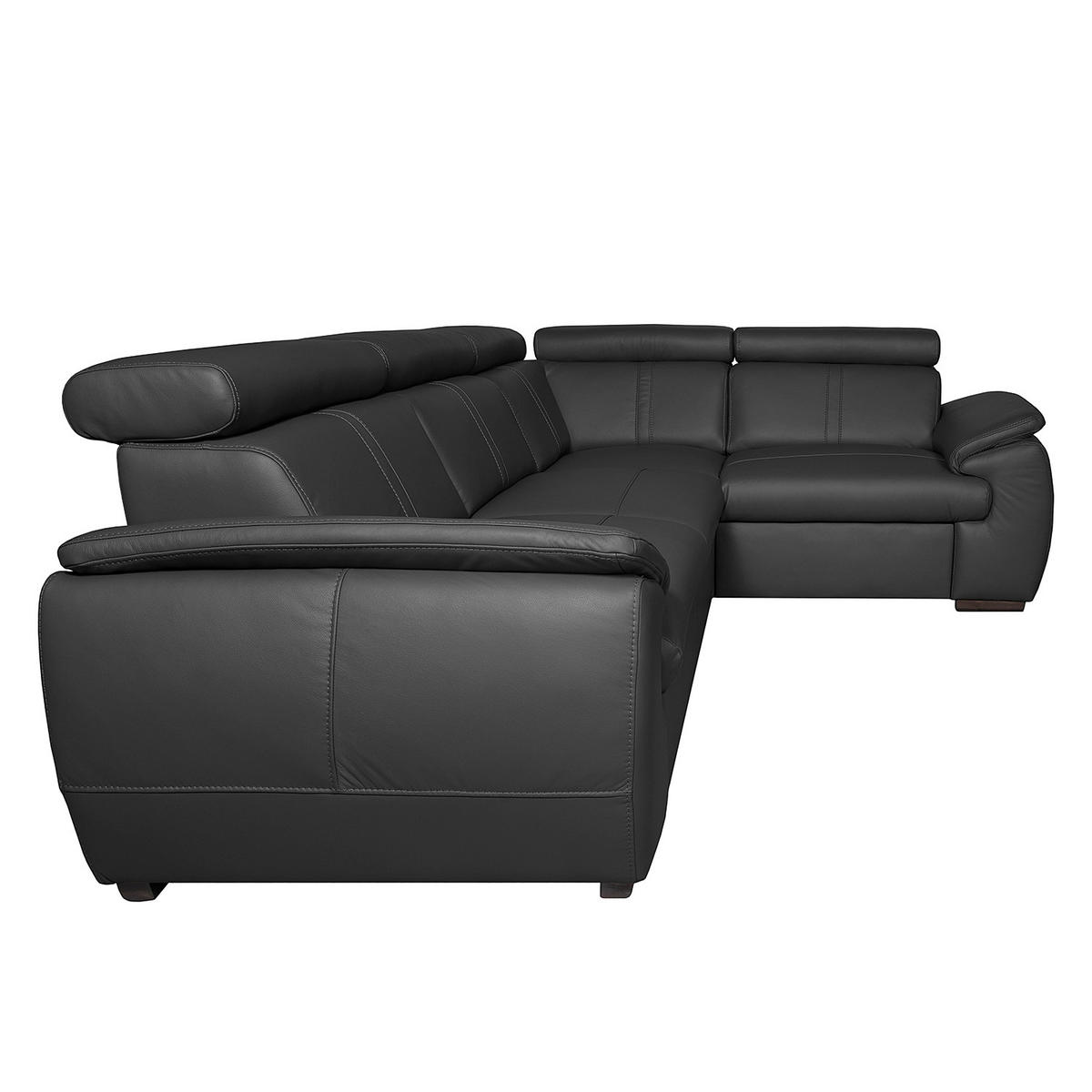 ECKSOFA Schwarz Echtleder  - Wengefarben/Schwarz, Design, Leder/Holz (265/193cm) - Livetastic
