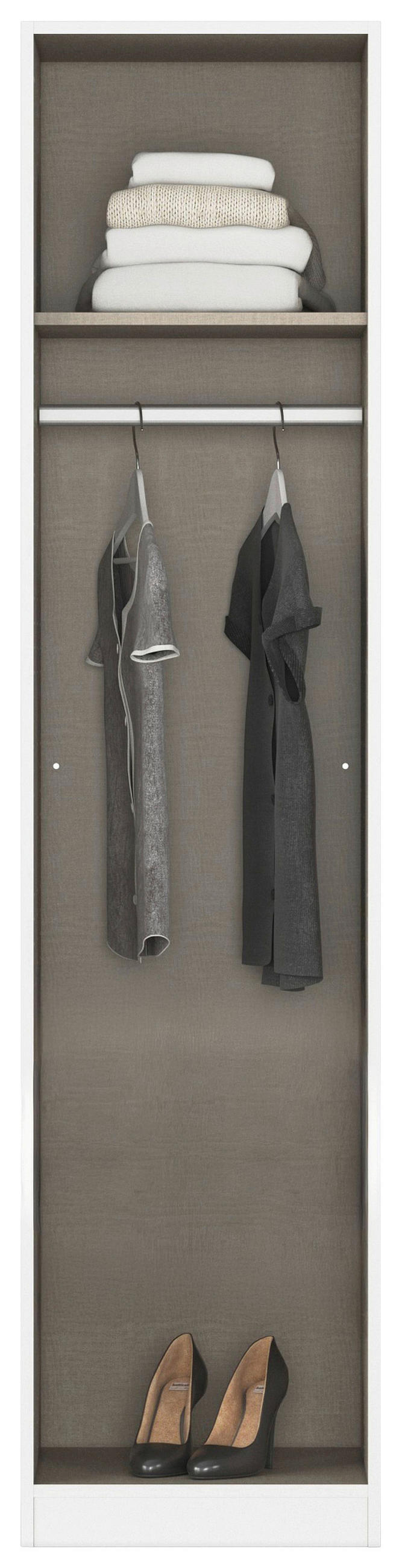 DREHTÜRENSCHRANK 47/210/54 cm,  in Weiß, 1-türig  - Alufarben/Weiß, KONVENTIONELL, Glas/Holzwerkstoff (47/210/54cm) - home24