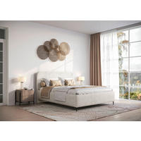 STOPPAD SÄNG 160/200 cm  i beige  - beige/svart, Modern, metall/trämaterial (160/200cm) - MID.YOU