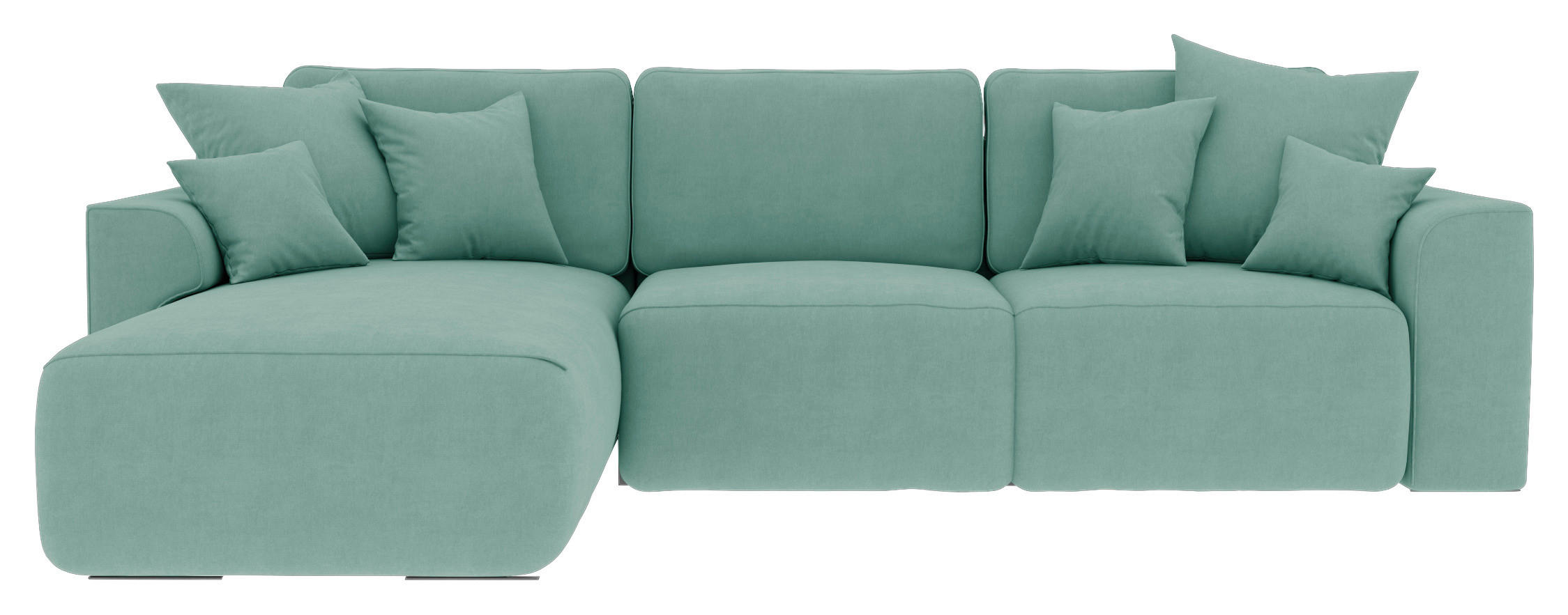 ECKSOFA in Velours Mintgrün  195/293 cm  - Chromfarben/Mintgrün, KONVENTIONELL, Kunststoff/Textil (195/293cm) - Carryhome