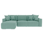 ECKSOFA Mintgrün Velours  - Chromfarben/Mintgrün, KONVENTIONELL, Kunststoff/Textil (195/293cm) - Carryhome