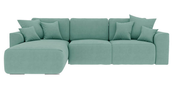 ECKSOFA Mintgrün Velours  - Chromfarben/Mintgrün, KONVENTIONELL, Kunststoff/Textil (195/293cm) - Carryhome