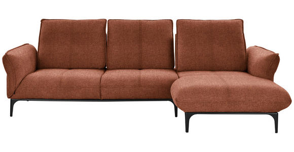 ECKSOFA in Webstoff Orange, Rostfarben  - Rostfarben/Schwarz, Natur, Textil (277/182cm) - Valnatura