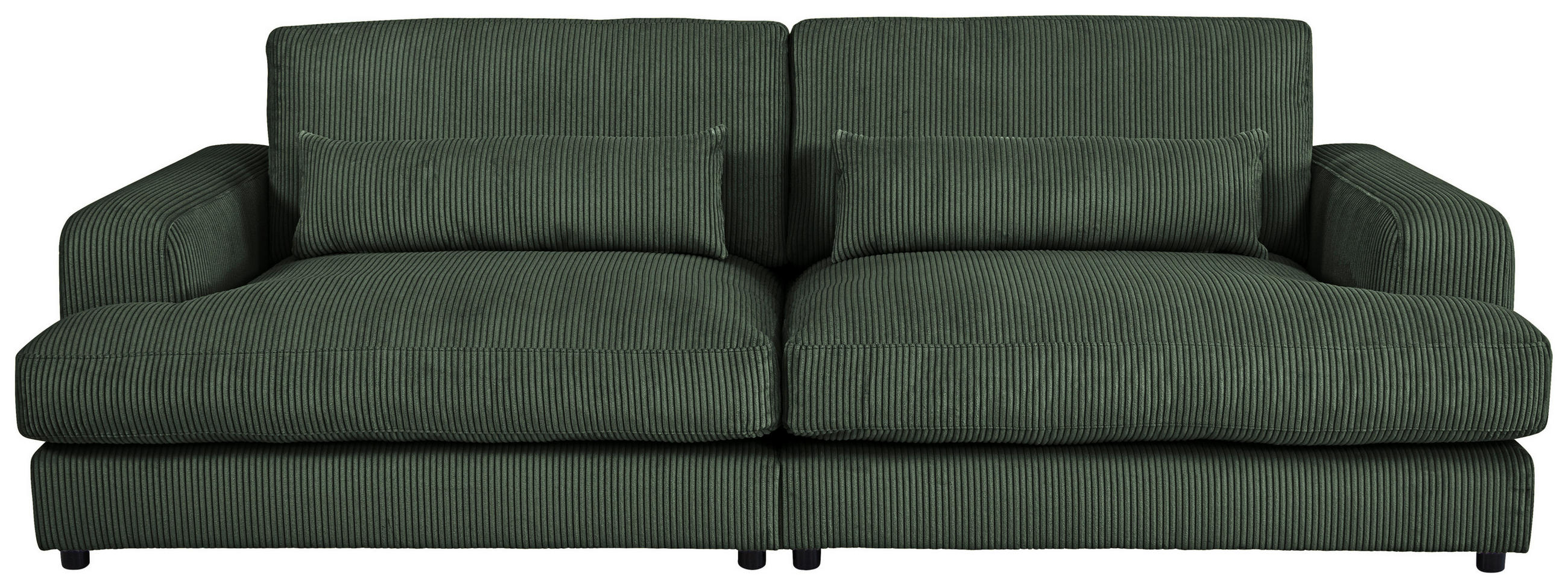 MEGASOFA Cord Dunkelgrün  - Dunkelgrün/Schwarz, MODERN, Kunststoff/Textil (260/85/112cm) - Lomoco