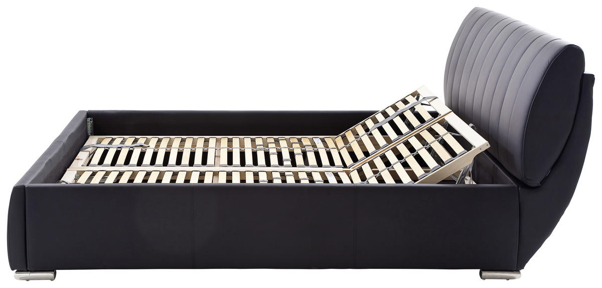 POLSTERBETT 180/200 cm  in Schwarz  - Chromfarben/Schwarz, Design, Holz/Textil (180/200cm) - Livetastic