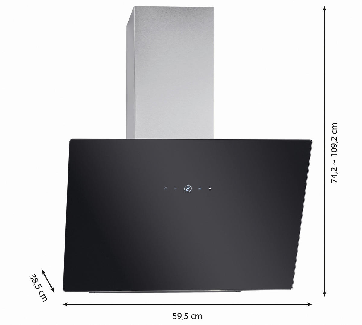 DUNSTABZUGSHAUBE DU 7606.1 G schw. 60cm A++ LED  - Basics, Glas (59,5/109/38,5cm) - Bomann