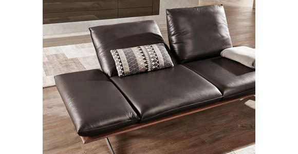 2,5-SITZER Echtleder Schwarz - Schwarz/Nickelfarben, Design, Leder (236/73-93/92-123cm) - Dieter Knoll