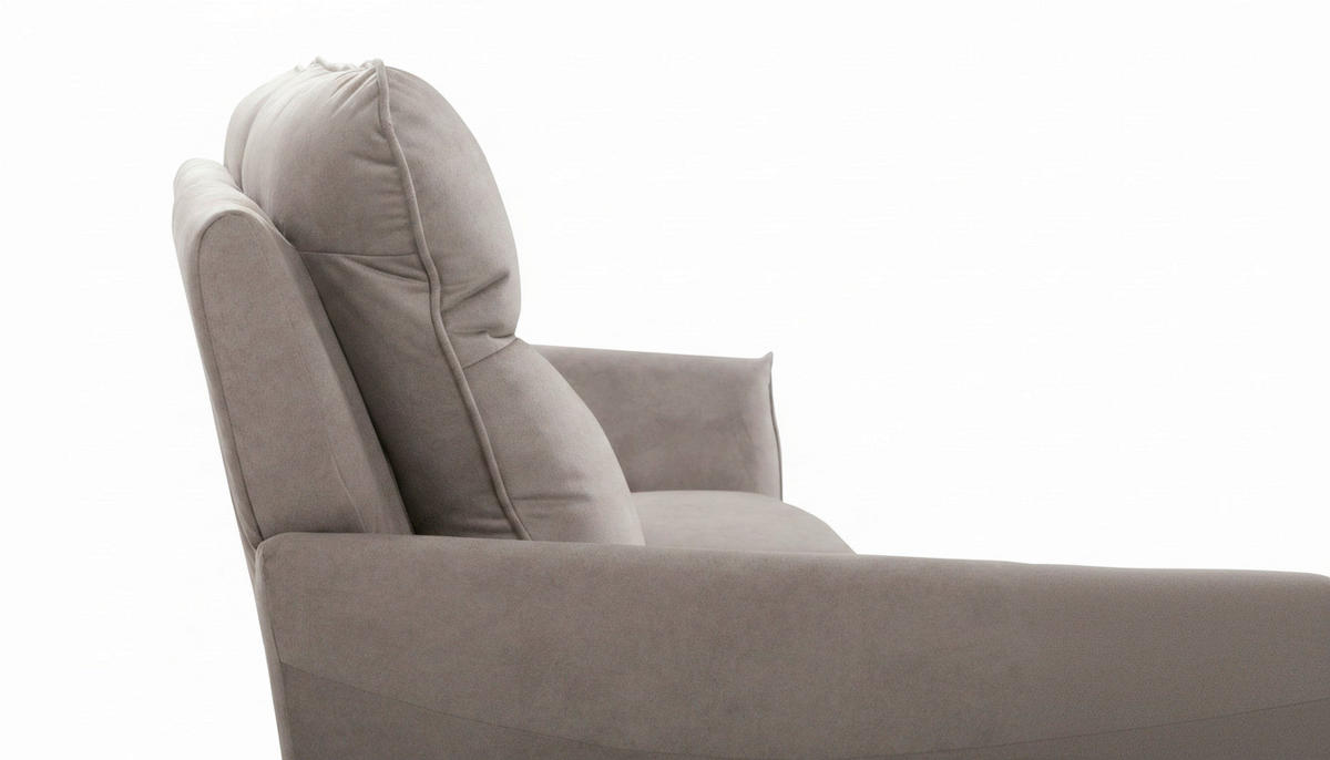 3-SITZER-SOFA  in Mikrofaser Taupe Skandinavisch, Modern  - Taupe/Buchefarben, Design, Holz/Textil (202cm) - Livetastic