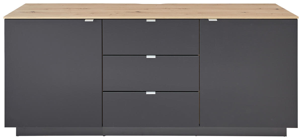 SIDEBOARD Lahore  in 180/77/44 cm  - Silberfarben/Schwarz, Design, Holzwerkstoff/Metall (180/77/44cm) - MID.YOU