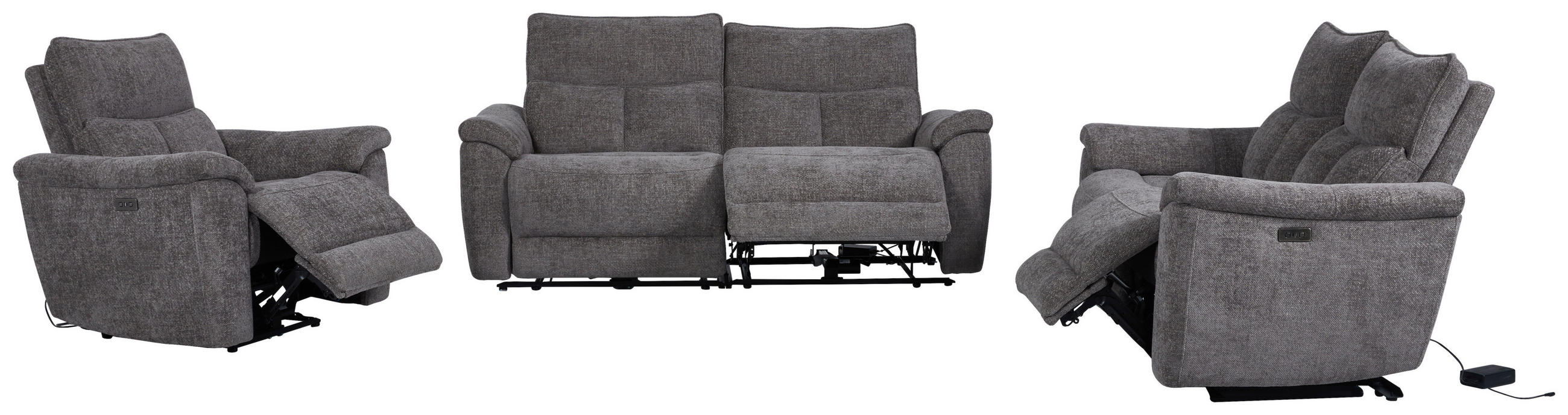 3-SITS SOFFA i vävt tyg grå  - grå, Modern, metall/trä (200/96,5/102cm)