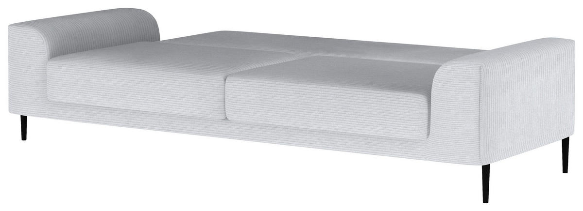 SCHLAFSOFA  mit Stoffauswahl, Schlafen auf Sitzhöhe, Armteil links, Armteil rechts Cord Silberfarben  - Silberfarben/Schwarz, Design, Textil/Metall (250/89/105cm) - Livetastic