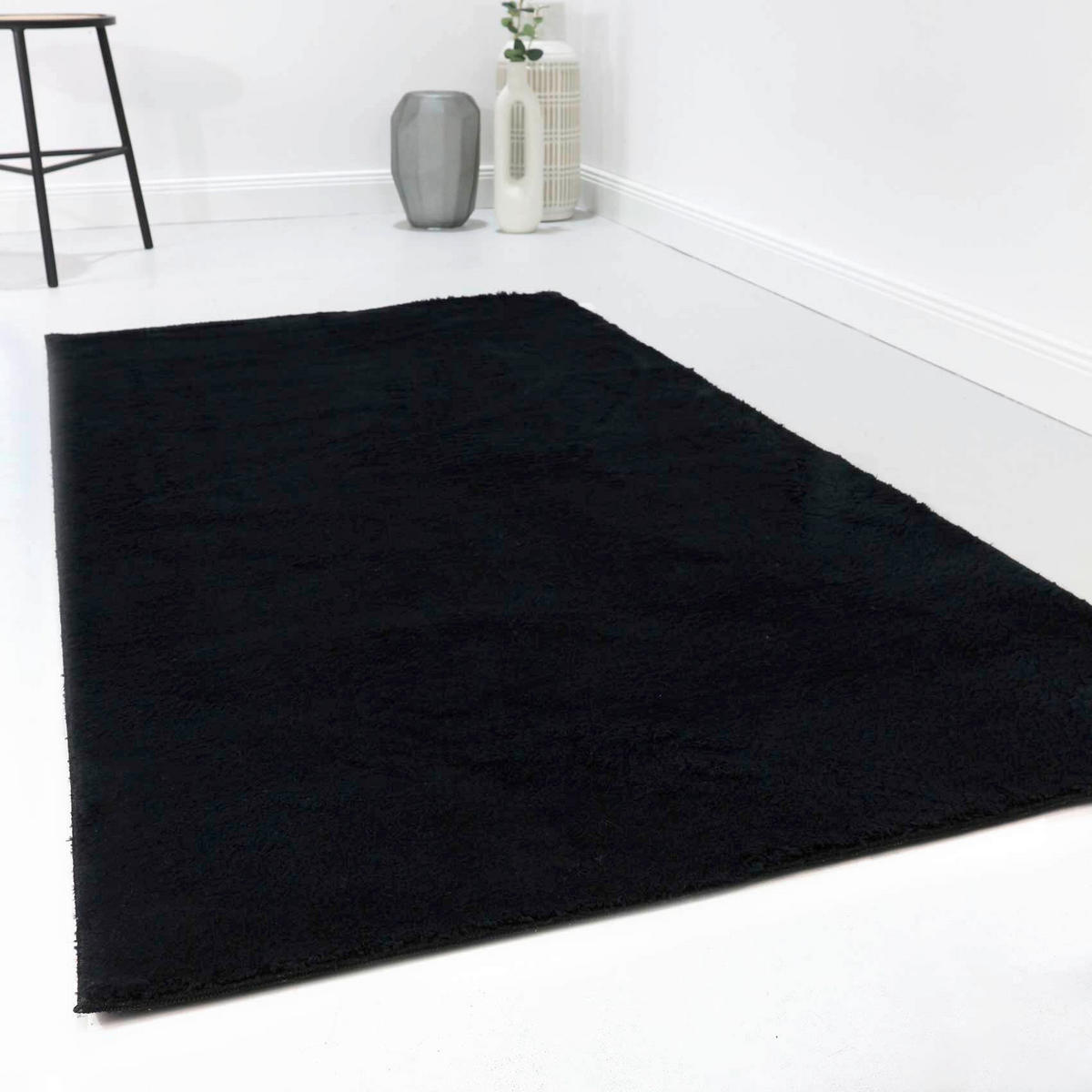 WEBTEPPICH  Wohnzimmer 133/200 cm Lago Schwarz rechteckig  - Schwarz, Basics, Textil (133/200cm)