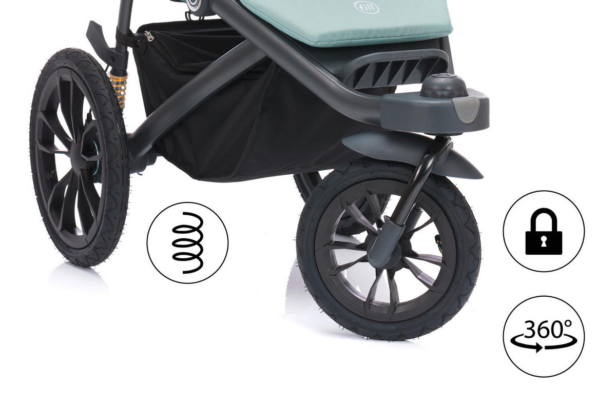 JOGGER Set Jogger Run  - Salbeigrün/Schwarz, Basics, Textil/Metall (125/57/107cm) - Fillikid