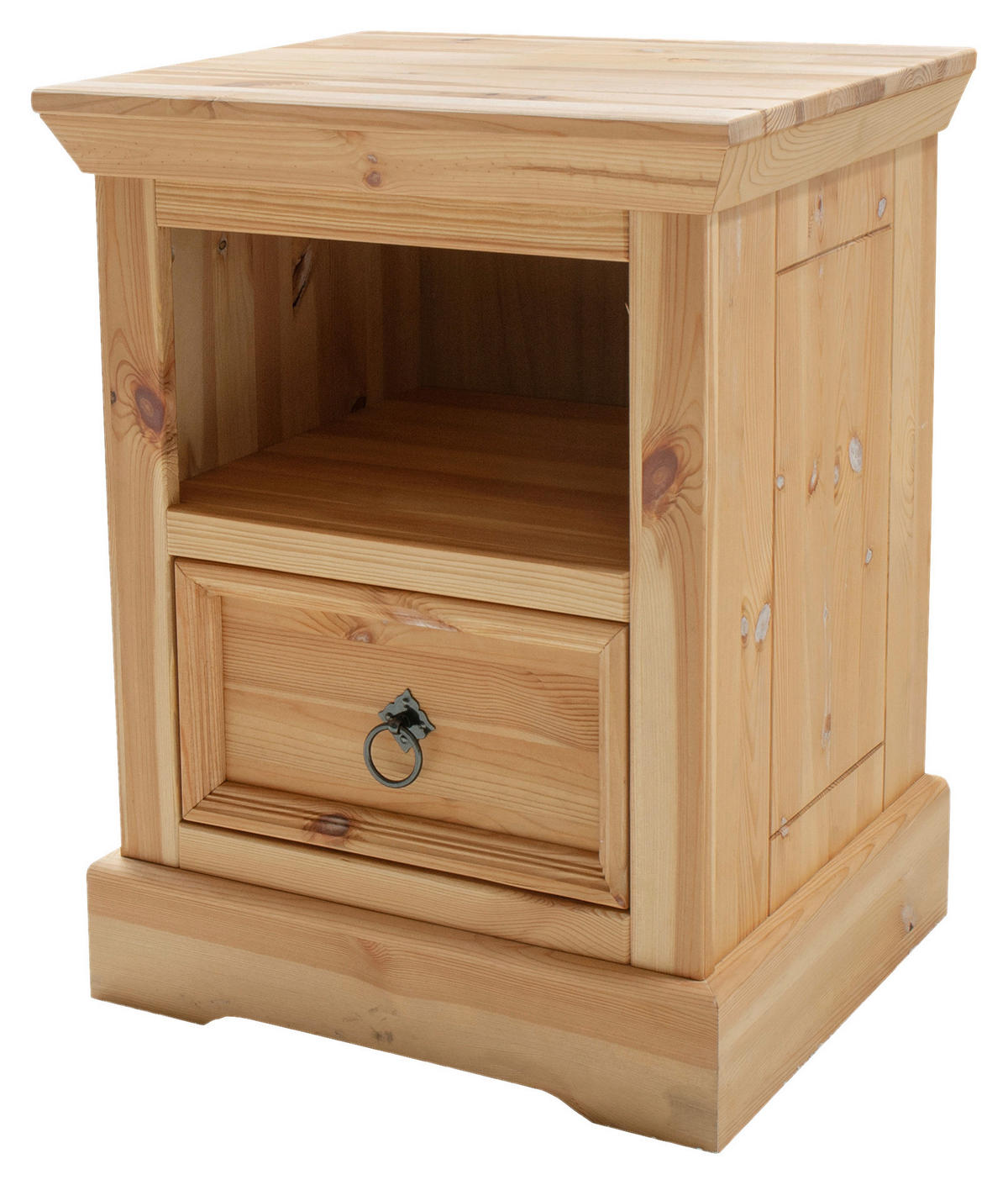 NACHTSCHRANK 48/60/39 cm Kiefer massiv  - Eichefarben/Schwarz, KONVENTIONELL, Holz/Metall (48/60/39cm) - Livetastic