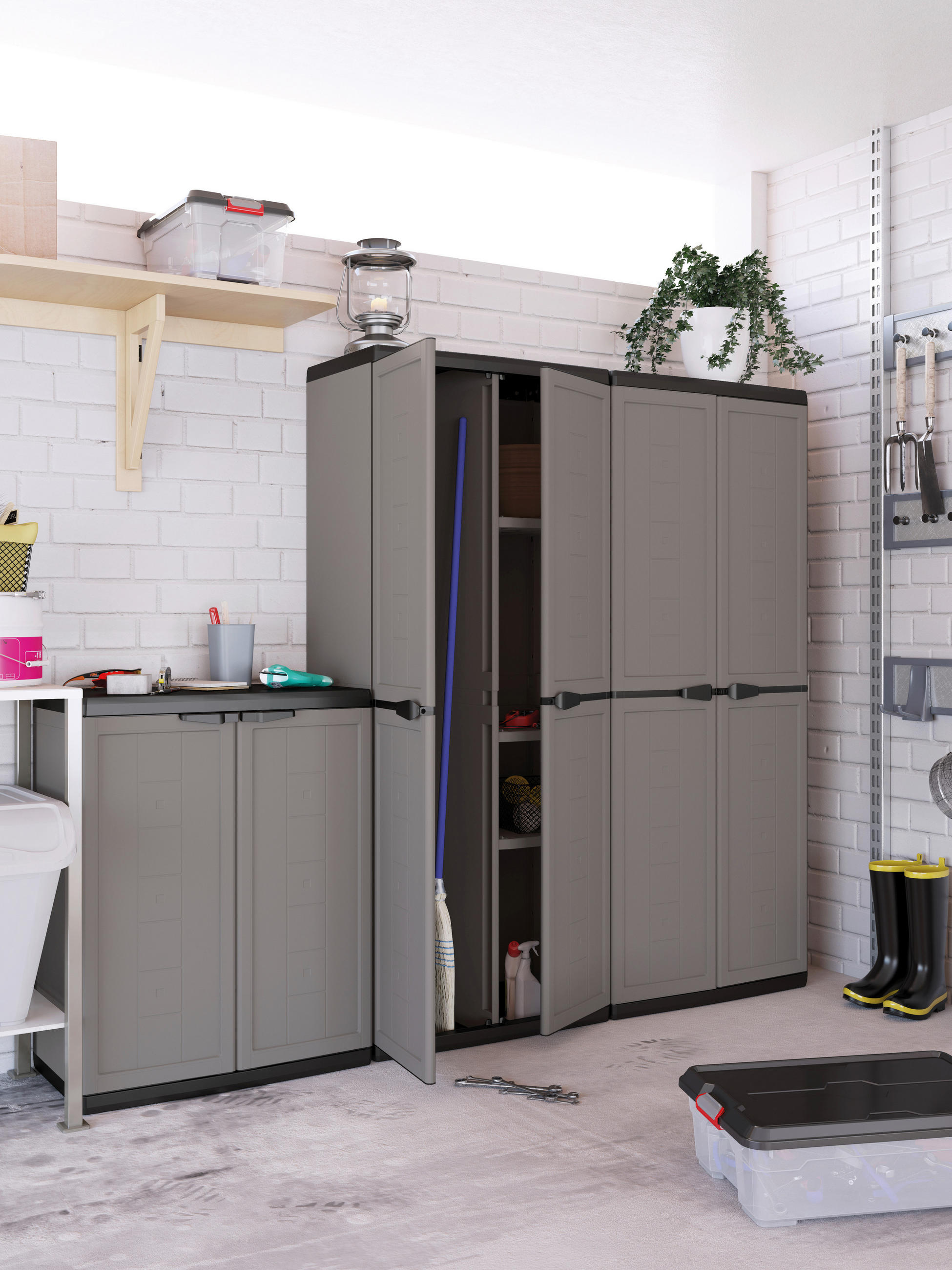 MEHRZWECKSCHRANK 136/166/39 cm  in Anthrazit, Grau  - Anthrazit/Grau, Design, Kunststoff (136/166/39cm) - Keter
