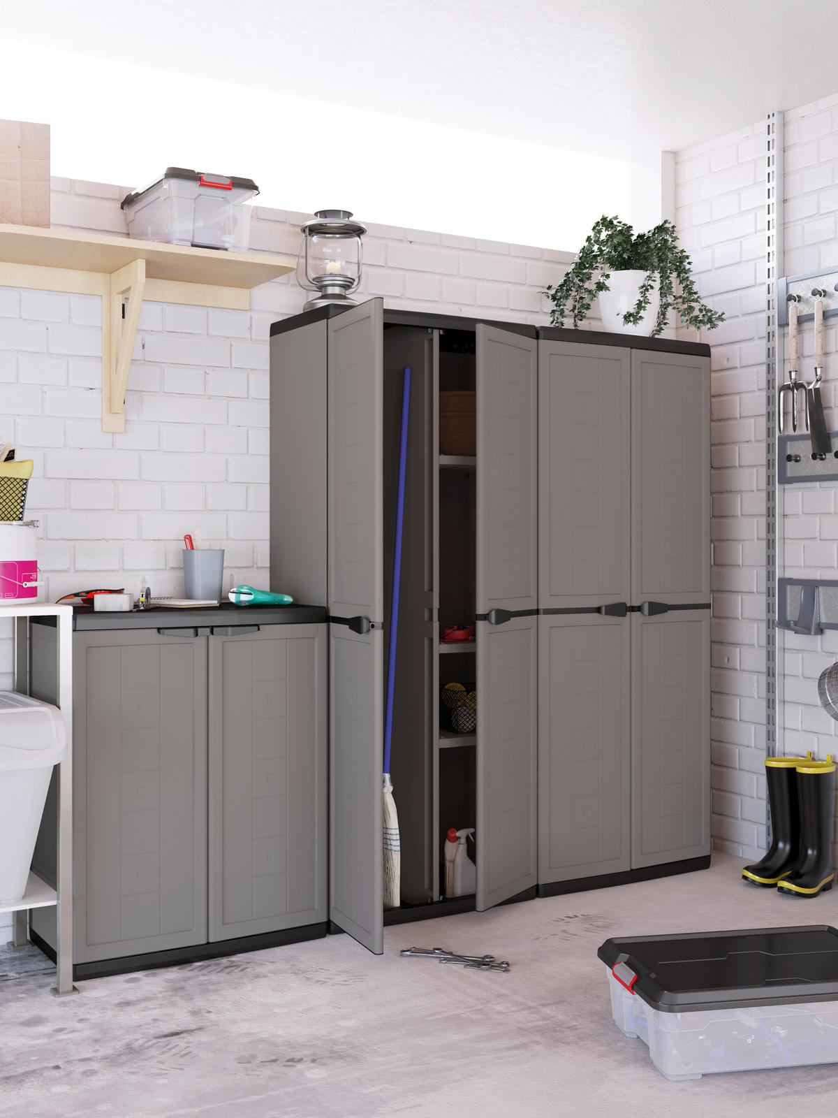 MEHRZWECKSCHRANK 136/166/39 cm  in Anthrazit, Grau  - Anthrazit/Grau, Design, Kunststoff (136/166/39cm) - MID.YOU