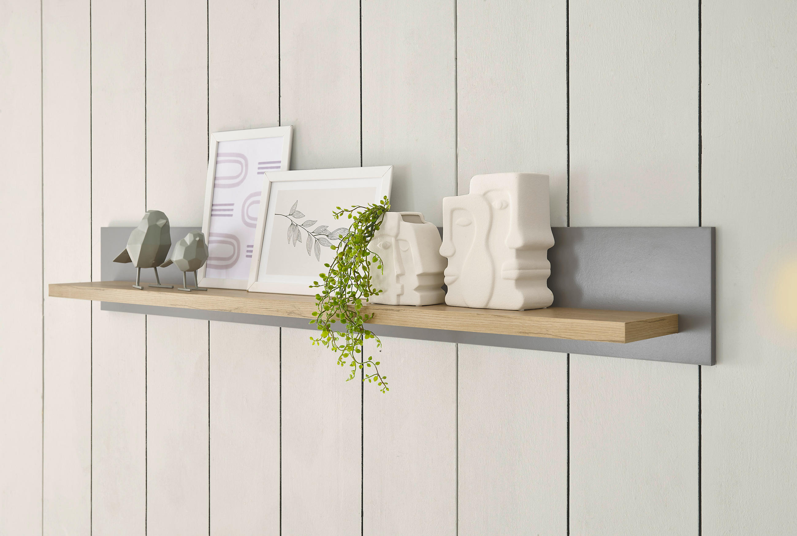 WANDBOARD Eichefarben, Hellgrau  - Eichefarben/Hellgrau, Design, Holzwerkstoff (150/20/19cm) - MID.YOU