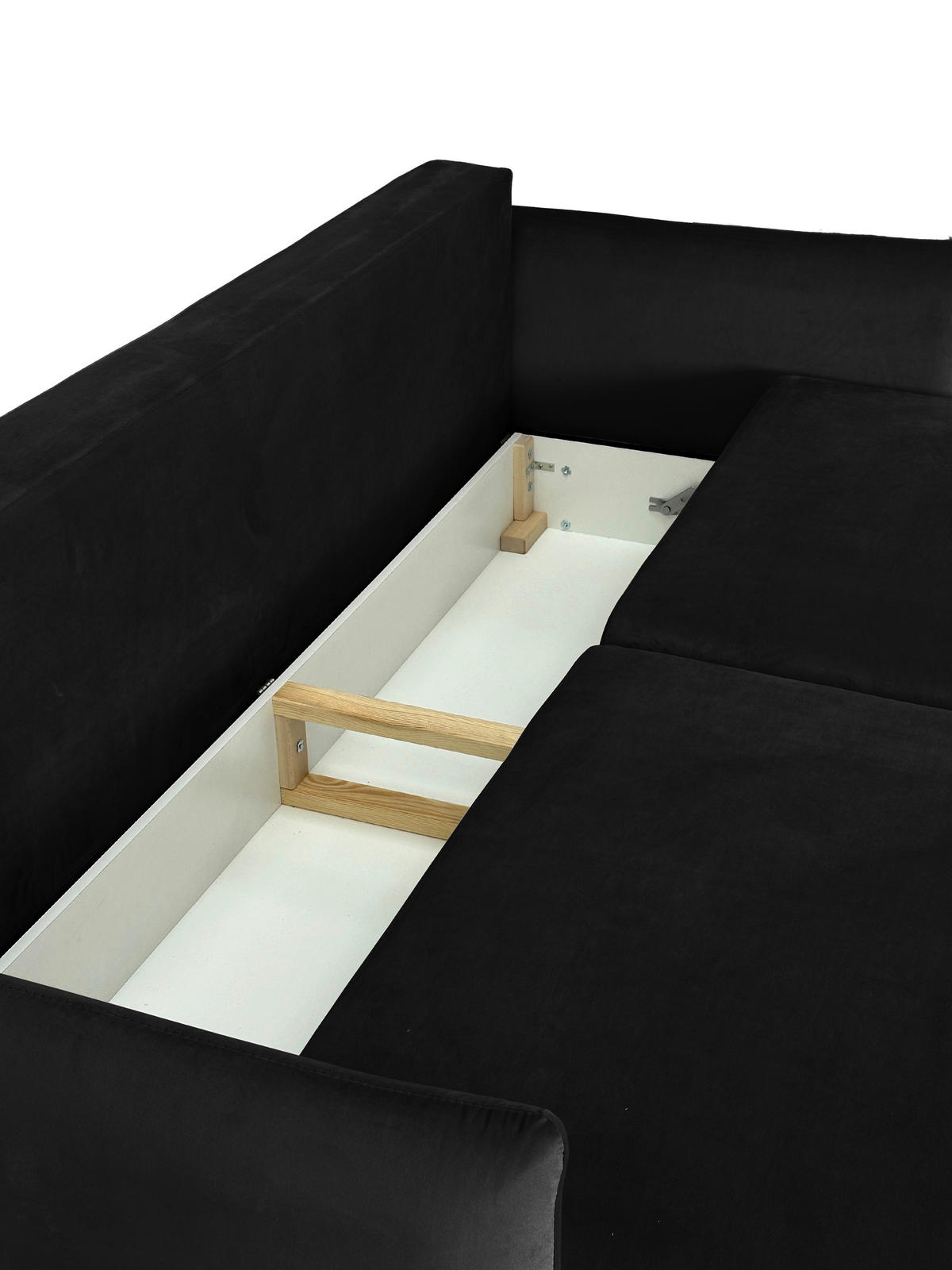 SCHLAFSOFA Velours Schwarz  - Schwarz, Design, Holz/Kunststoff (220/96/102cm) - MID.YOU