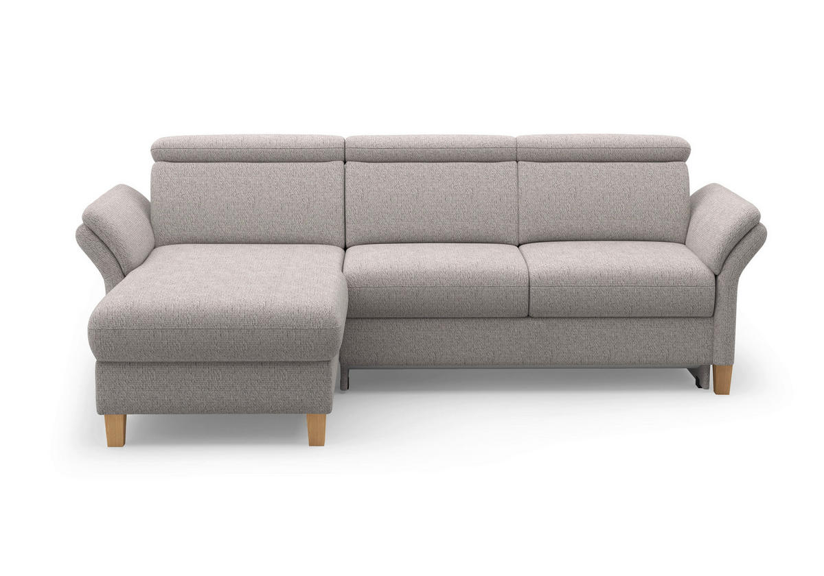 ECKSOFA GLENDALE E Silberfarben Chenille  - Eichefarben/Silberfarben, KONVENTIONELL, Holz/Textil (166/253cm) - Sit & More