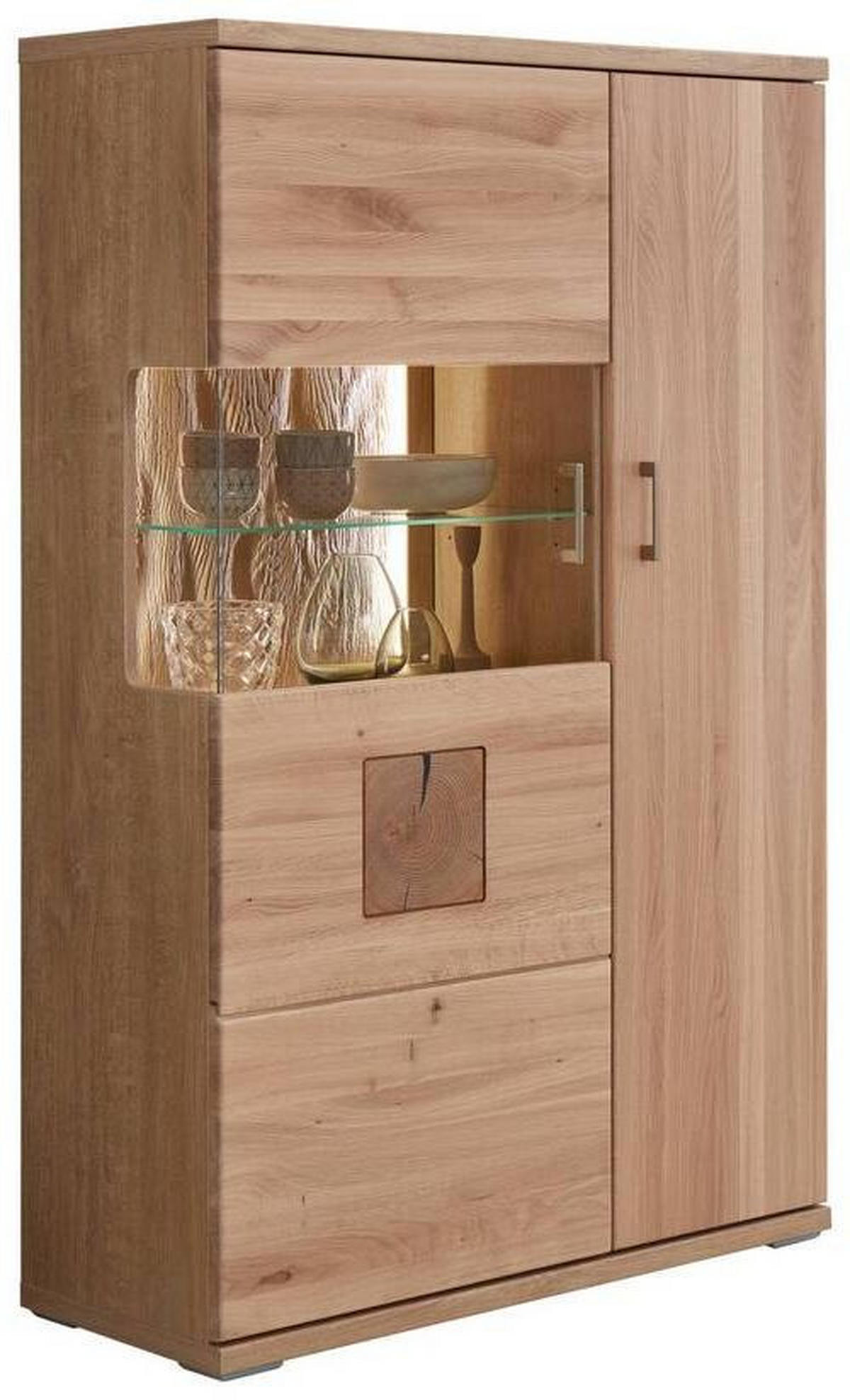 WOHNWAND  in Alteiche  317,1/171/50,2 cm  - Alteiche/Silberfarben, KONVENTIONELL, Glas/Holz (317,1/171/50,2cm) - Livetastic
