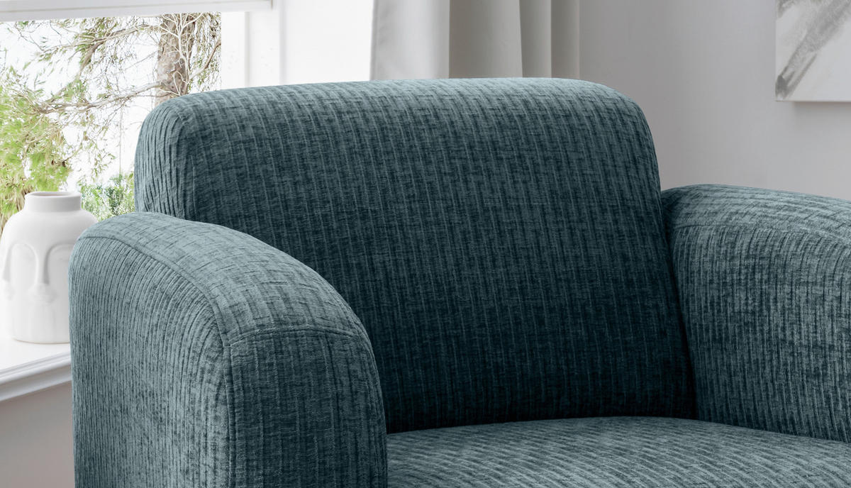 SESSEL in Velours Blau  - Blau/Schwarz, Modern, Textil/Metall (85/76/90cm) - Livetastic