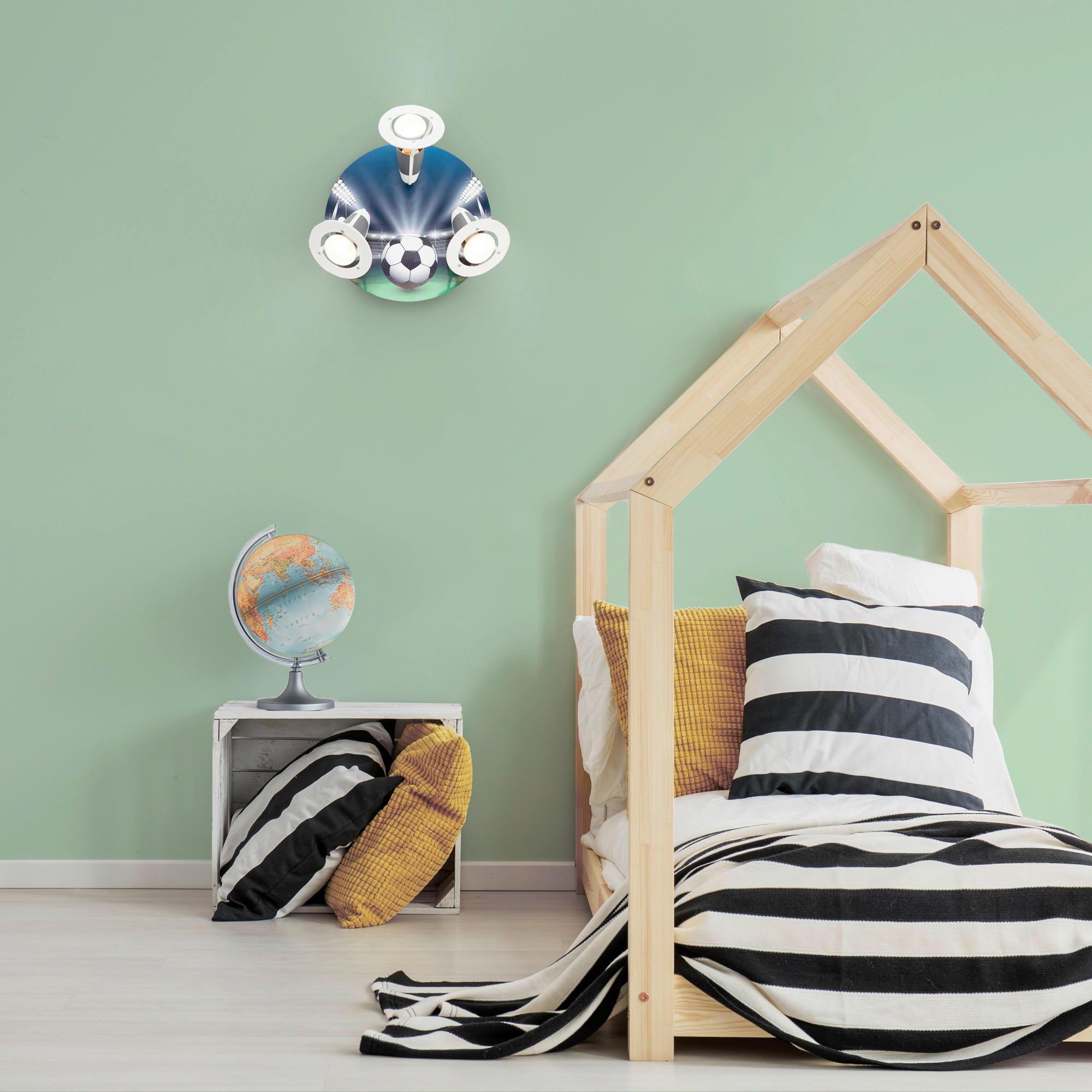 KINDERDECKENLEUCHTE Fussballarena 29/29/18 cm   - Grün, Basics, Holzwerkstoff (29/29/18cm)