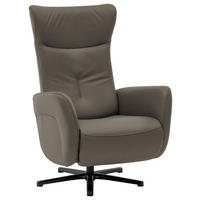 RELAXSESSEL Leder Graubraun  - Graubraun/Schwarz, Design, Leder/Metall (76/112/83cm) - Beldomo Speed